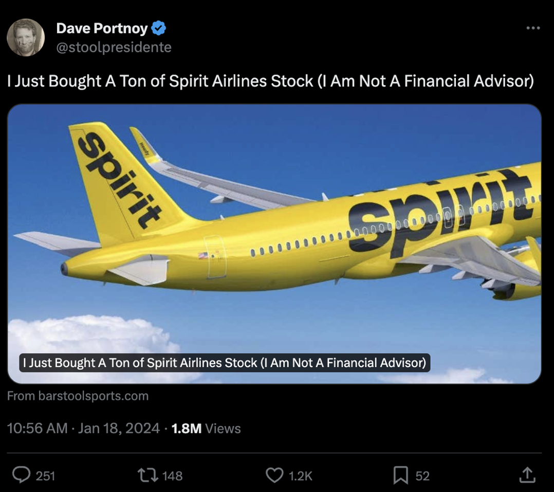 Dave Portnoy's Tweet